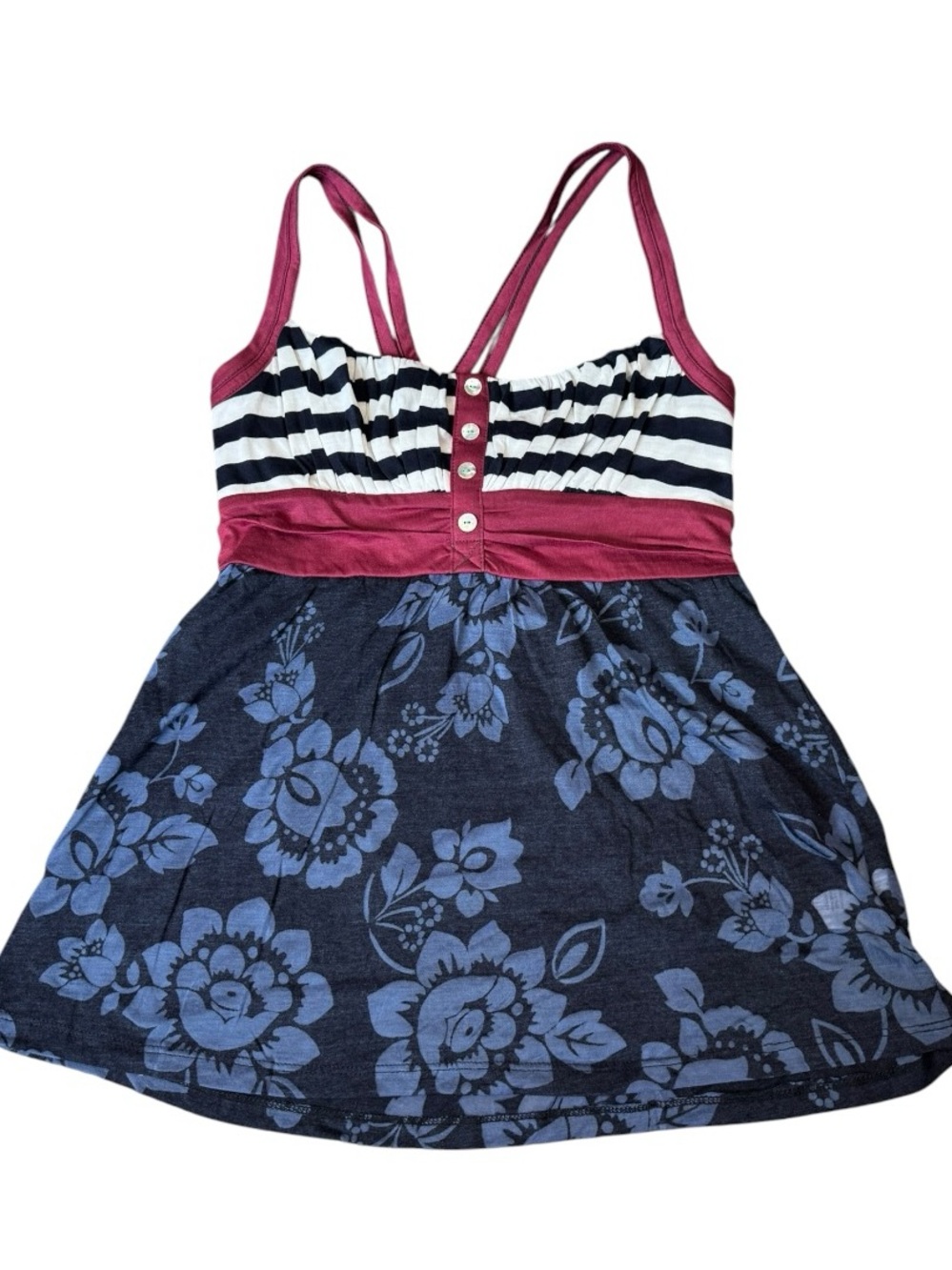 Y2K Stripped floral babydoll tank top